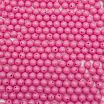 Miçanga Passante Bola Lisa Plástico Rosa 6mm 1000pçs 150g