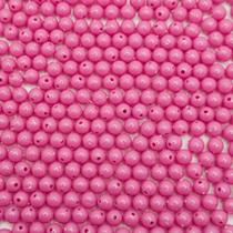 Miçanga Passante Bola Lisa Plástico Rosa 6mm 2000pçs 300g