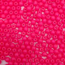 Miçanga Passante Bola Lisa Plástico Rosa Neon 6mm 1000pçs 150g