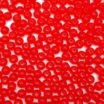 Miçanga Passante Bola Lisa Plástico Vermelho Transparente 6mm 500pçs 75g
