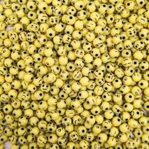 Miçanga Passante Bola Lisa Smile Diversos Plástico Amarelo 8mm 100pçs 40g Miçanga Passante Bola Lisa Smile Diversos Plástico Amarelo 8mm 100pçs 40g