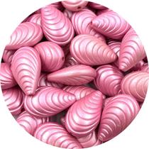Miçanga Passante Concha 32x20mm Plástico Rosa 50pçs 200g