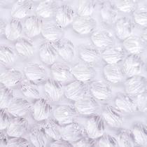 Miçanga Passante Conta Oval Facetado Acrílico Transparente 8x11mm 300pçs 75g