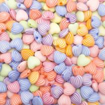 Miçanga Passante Coração Plástico Colorido 10mm 100pçs 60g Miçanga Passante Coração Plástico Colorido 10mm 100pçs 60g