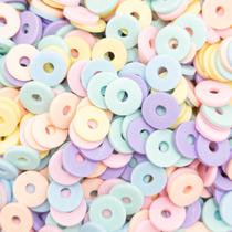 Miçanga Passante Disco Fimo Colorido Claro 8mm 300pçs 30g Miçanga Passante Disco Fimo Colorido Claro 8mm 300pçs 30g