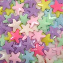 Miçanga Passante Estrela Acrílico Colorida 18x20mm 60pçs 60g