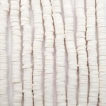 Miçanga Passante Fio Disco Fimo Branco 6mm 300pçs 14g Miçanga Passante Fio Disco Fimo Branco 6mm 300pçs 14g