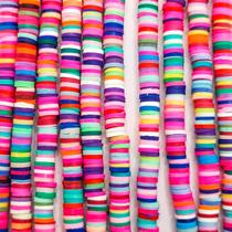 Miçanga Passante Fio Disco Fimo Colorido Escuro 6mm 300pçs 14g