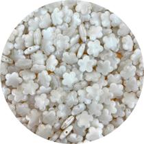 Miçanga Passante Flor 14mm Branca Perolizada 90pçs 54g Biju Miçanga Passante Flor 14mm Branca Perolizada 90pçs 54g Biju