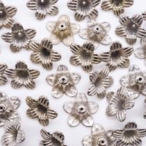Miçanga Passante Flor Abs Níquel 5 Pétalas 25mm 10pçs 12g