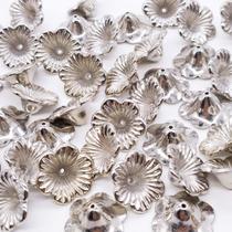 Miçanga Passante Flor Abs Níquel 6 Pétalas 20mm 10pçs 10g Miçanga Passante Flor Abs Níquel 6 Pétalas 20mm 10pçs 10g