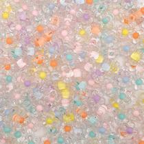 Miçanga Passante Flor Acrílico Transparente Miolo Colorido 5 Pétalas 12mm 100pçs 80g Miçanga Passante Flor Acrílico Transparente Miolo Colorido 5 Pétalas 12mm 100pçs 80g