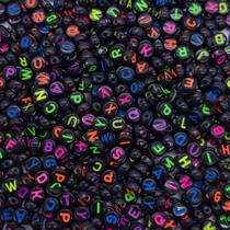 Miçanga Passante Letras Colorida 7mm 100pçs 15g Alfabeto Escolha o Modelo