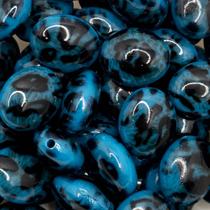 Miçanga Passante Oval Chato Acrílico Azul Com Preto 20x16mm 10pçs 22g Miçanga Passante Oval Chato Acrílico Azul Com Preto 20x16mm 10pçs 22g