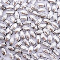 Miçanga Passante Oval Plástico Prata 6x9mm 300pçs 60g