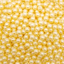 Miçanga Passante Pérola Abs Amarelo Claro 6mm 500pçs 75g