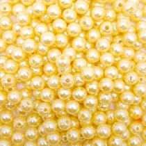 Miçanga Passante Pérola Abs Amarelo Claro 8mm 10pçs 4g