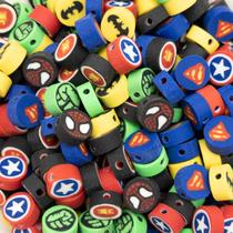 Miçanga Passante Redondo Heróis Fimo Colorido 10mm 50pçs 30g Miçanga Passante Redondo Heróis Fimo Colorido 10mm 50pçs 30g