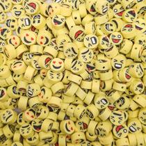 Miçanga Passante Redondo Smile Diversos Fimo Amarelo 10mm 100pçs 60g Miçanga Passante Redondo Smile Diversos Fimo Amarelo 10mm 100pçs 60g