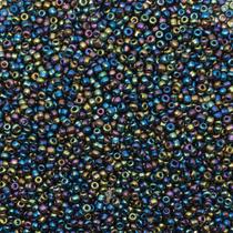 Miçanga Passante Redondo Vidro Preto Irisado 12/0 1,9mm 8000pçs 200g