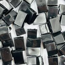 Miçanga Passante Retângulo Acrílico Preto 14x10mm 10pçs 10g Miçanga Passante Retângulo Acrílico Preto 14x10mm 10pçs 10g
