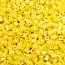 Miçanga Passante Vidrilho Tubo Amarelo 4mm 500pçs 50g