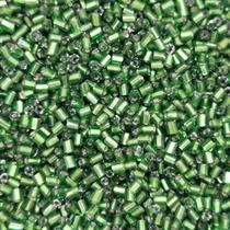 Miçanga Passante Vidrilho Tubo Vidro Verde Escuro 2mm 4000pçs 50g