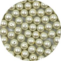Miçanga Pérola Creme 13mm Vidro 50pçs Passante Bijuterias