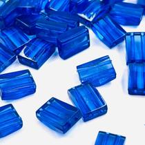 Miçanga Retângulo 14x10mm 50pçs Azul Passante 2 furos 50g Miçanga Retângulo 14x10mm 50pçs Azul Passante 2 furos 50g