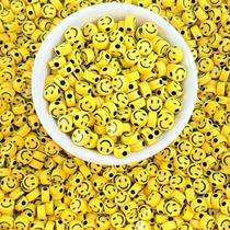Miçanga Smile Amarela, Conta Carinha Feliz - 100 Pçs