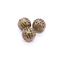 Miçanga Tulipa Bola Rendada Metal Ouro Velho 12mm 10pçs 10g Miçanga Tulipa Bola Rendada Metal Ouro Velho 12mm 10pçs 10g