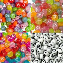 Miçangas 600 Letras Coloridas Entremeio De Bijuteria Redonda