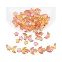 Miçangas De Cristal Em Cores Gradientes Misturadas Em Forma De Estrela E Lua 60 Peças Para DIY Em