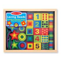 Miçangas de laço de madeira Melissa & Doug Deluxe com 27 miçangas 3+