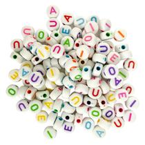 miçangas de Letras vogais Redondas e quadradas coloridas crie com diversão bijuterias em geral