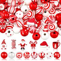 Miçangas de madeira FairySandy Christmas, 200 peças para joias de bricolage Miçangas de madeira FairySandy Christmas, 200 peças para joias de bricolage
