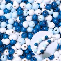 Miçangas de madeira TOP HUNTER 450 unidades, 10 mm, pintadas de azul e branco Miçangas de madeira TOP HUNTER 450 unidades, 10 mm, pintadas de azul e branco