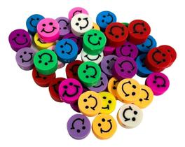 Miçangas De Sorriso Carinha Feliz Smile Coloridas Emoji 50pc Miçangas De Sorriso Carinha Feliz Smile Coloridas Emoji 50pc