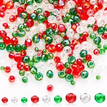 Miçangas Kigeli 1350 unidades de vidro de cristal vermelho verde branco 4-8 mm
