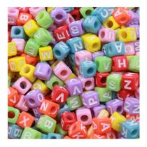 Miçangas Letras Dado Quadrado Colorido Infantil 350 Unidades