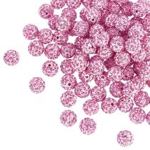 Miçangas PH PandaHall 10 mm, argila de strass rosa, 100 unidades