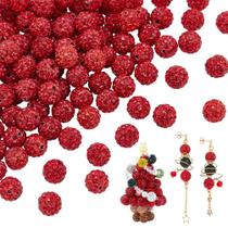 Miçangas PH PandaHall 100 unidades de contas de polímero de strass vermelho de 10 mm