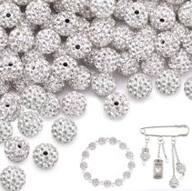 Miçangas TINKRSTUFF, 10 mm, strass branco, 200 unidades, brilho Miçangas TINKRSTUFF, 10 mm, strass branco, 200 unidades, brilho