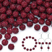 Miçangas TINKRSTUFF 150 unidades de 10 mm, miçangas de strass vermelho escuro