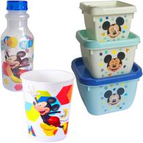 Mickey Kit Garrafinha Porta Lanche Escola Infantil Plasutil