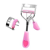 MICPANG Eyelash Curler com construído em pente cílios curler ferramenta com escova Mini pequeno melhor cílios curler com separador de cílios 2 almofadas de recarga portátil compacto plástico parcial Makeup Curler (rosa)