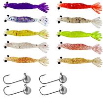 Micro Camarão Artificial Nano 4,5cm + Jig Head N.1 Com 14pçs Micro Camarão Artificial Nano 4,5cm + Jig Head N.1 Com 14pçs