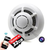 Micro Câmera Escondida Sensor Detector De Fumaça Wifi Fullhd + Cartão de memória 32gb z11