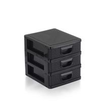 Micro Porta Tudo Texturizado Preto (3 Gavetas) - Monte Líbano