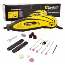 Micro Retífica 130W 220V com 40 Acessórios Velocidade Variável Titanium Platina
